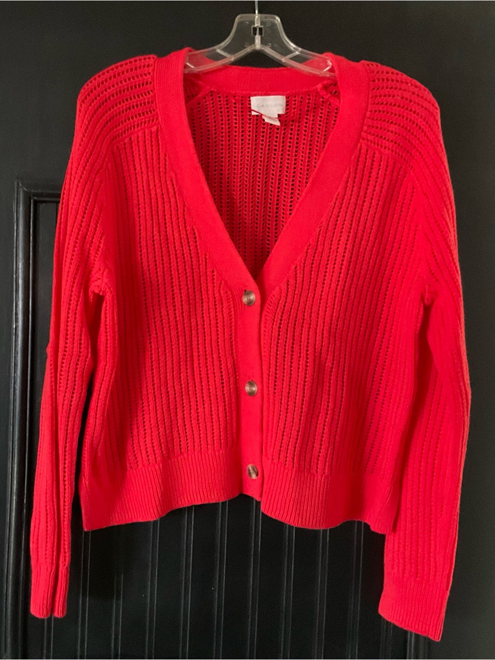 Bright Red V-Neck Button Cardigan Sweater